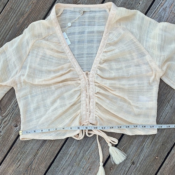 NWT Chelsea & Violet Boho cropped lace up top M-L - Picture 10 of 12